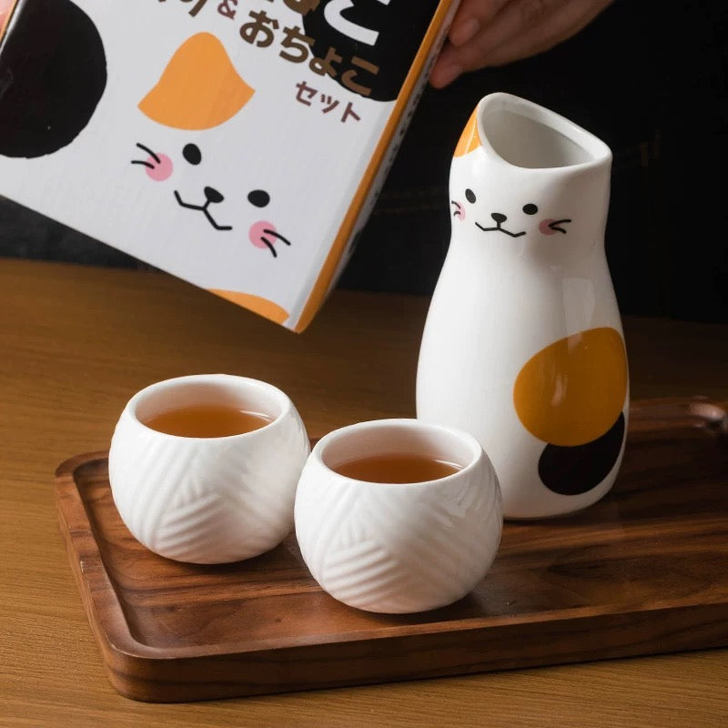 猫ちゃんの徳利セット カップ2つ付き