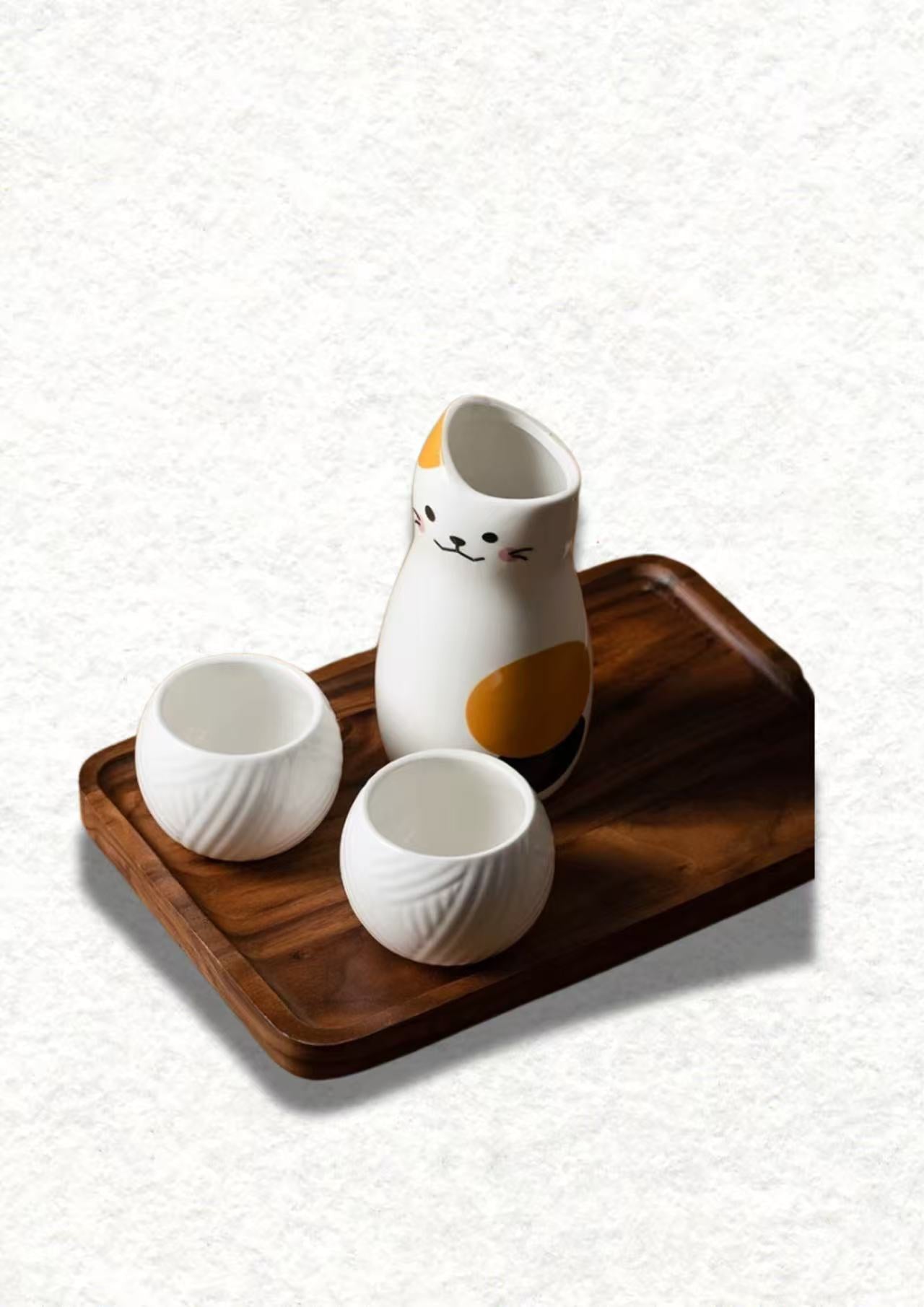猫ちゃんの徳利セット カップ2つ付き