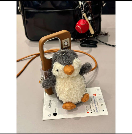 ぬいぐるみペンギン付きケース