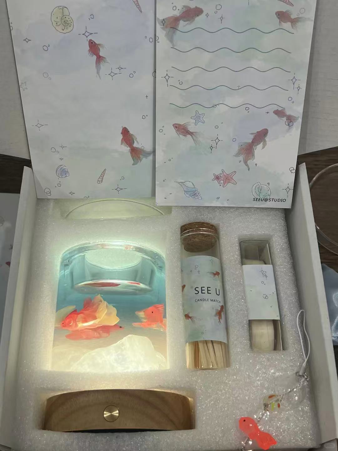金魚鉢アロマキャンドル ライト付き