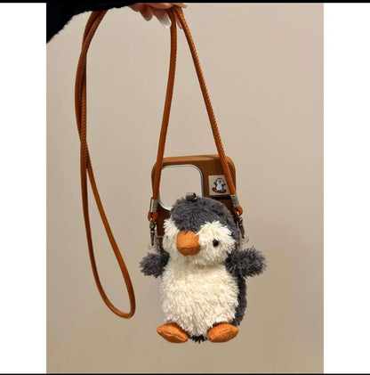 ぬいぐるみペンギン付きケース